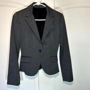 Express Notch Collar One Button Blazer Jacket Gray Business Office Womens Size 0